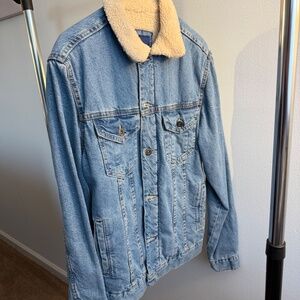 Zara Man shearling-lined denim jacket